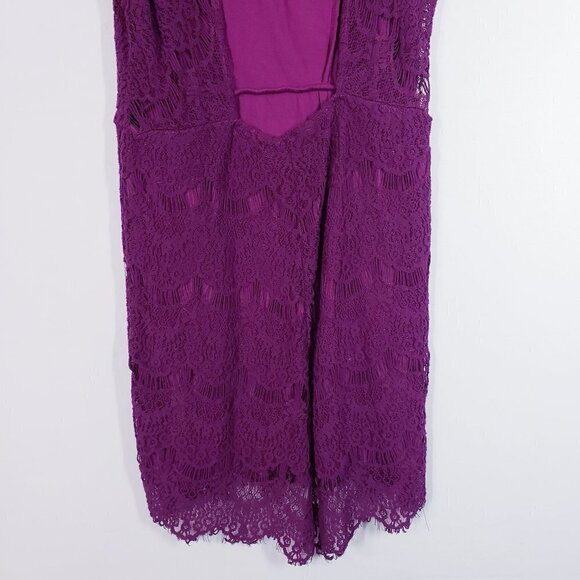 Free People Body Con Lace Open Back Magenta Purple Witchy Dress sz M - Picture 9 of 13